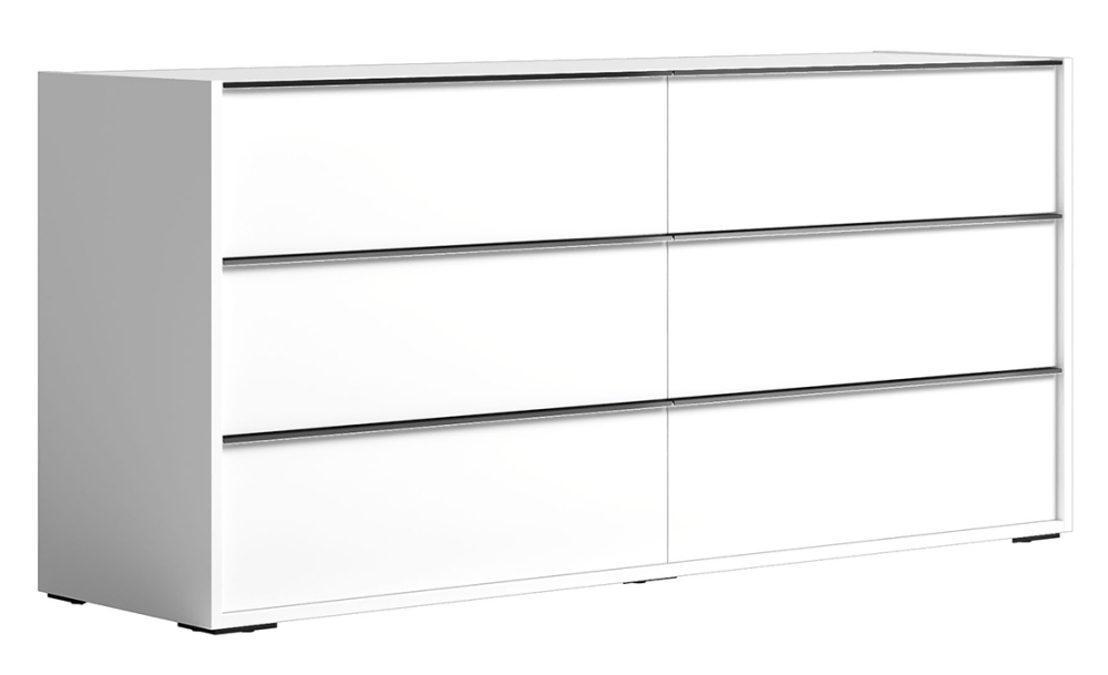 Product photograph of Status Luna Night White Italian 6 Drawer Double Dresser from Choice Furniture Superstore.